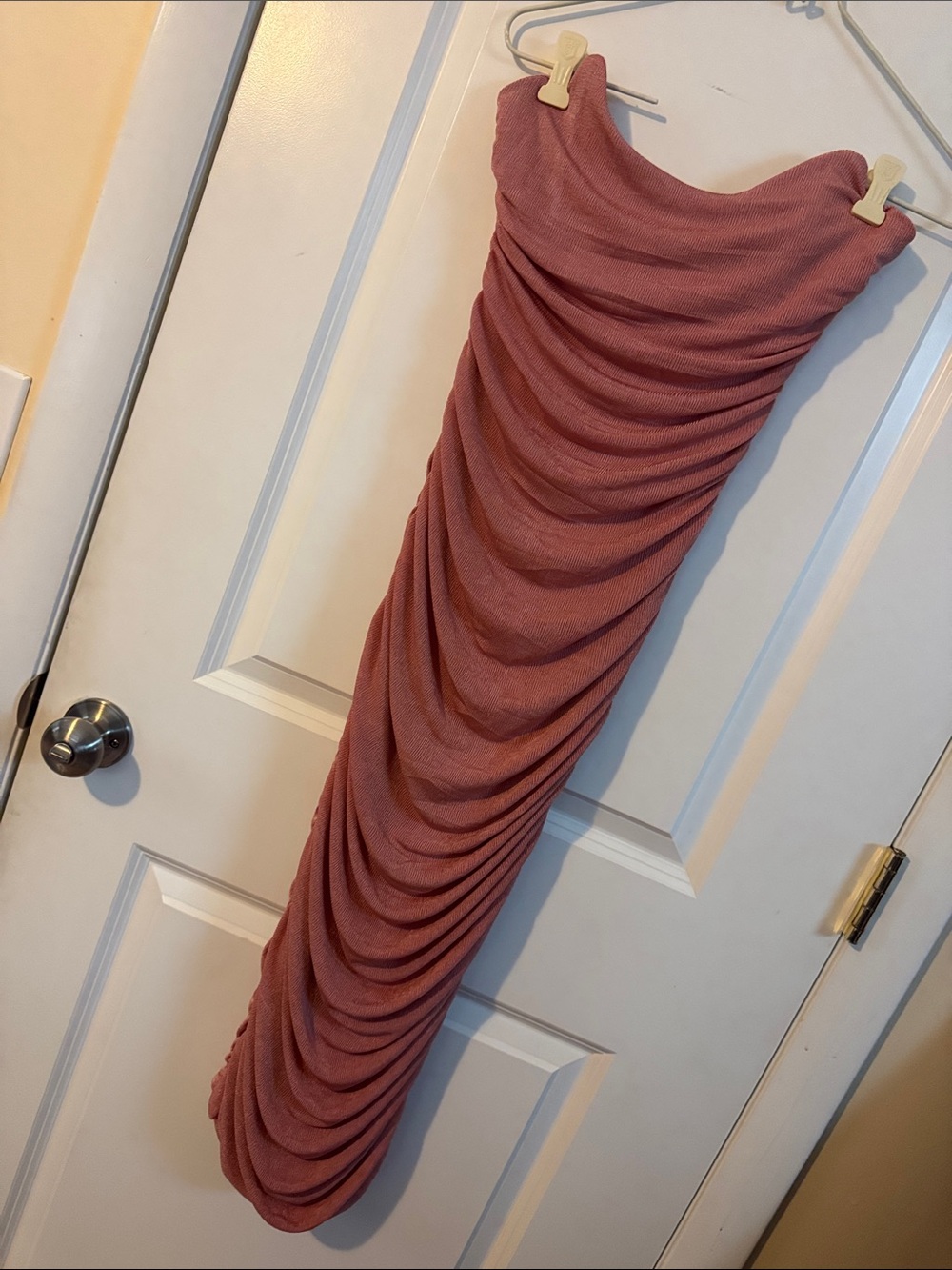 Miss Lola strapless SM muave/dusty pink NWT ruched midi Dress